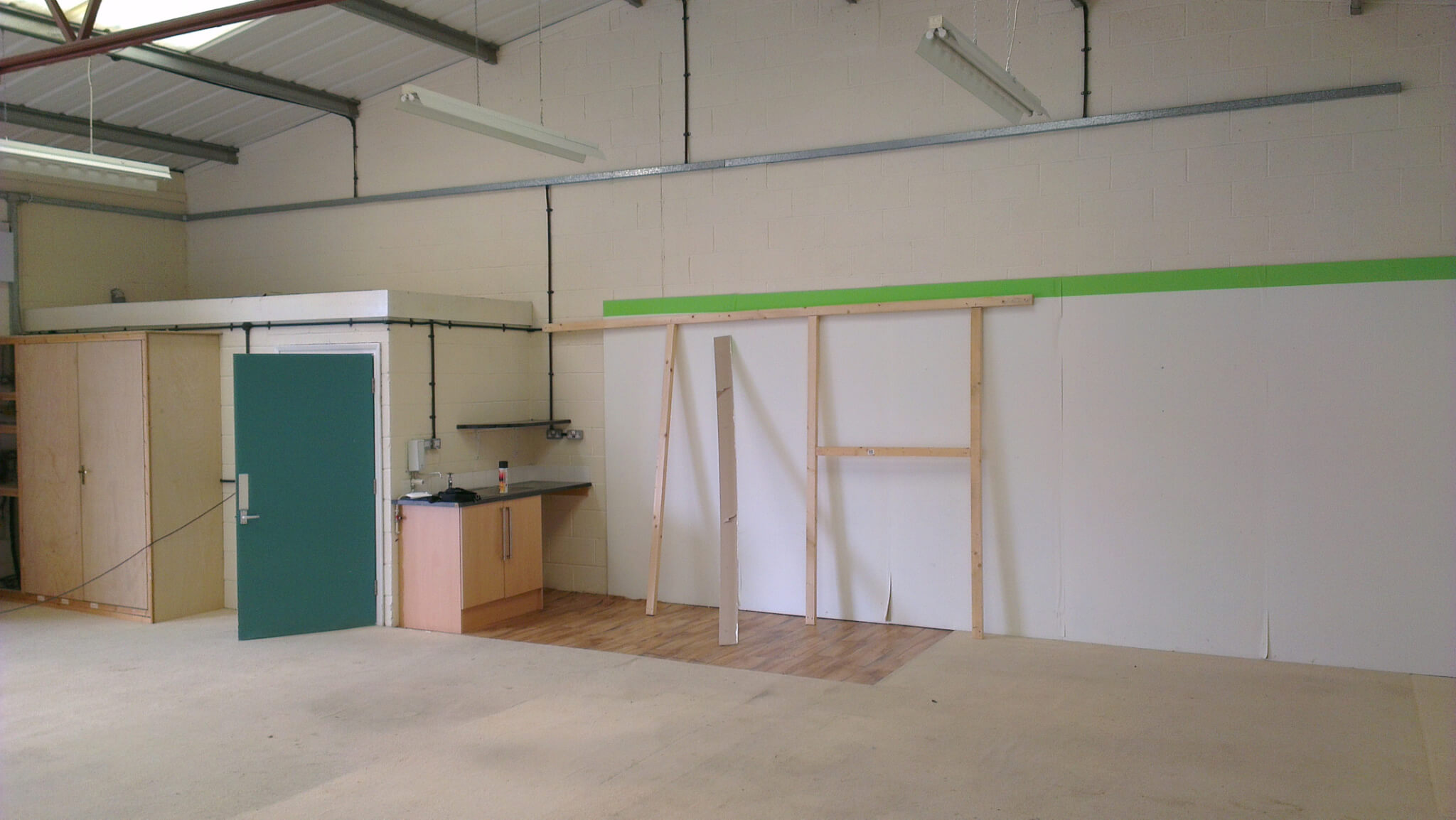 Empty industrial unit before the GSM Performance showroom fit out began