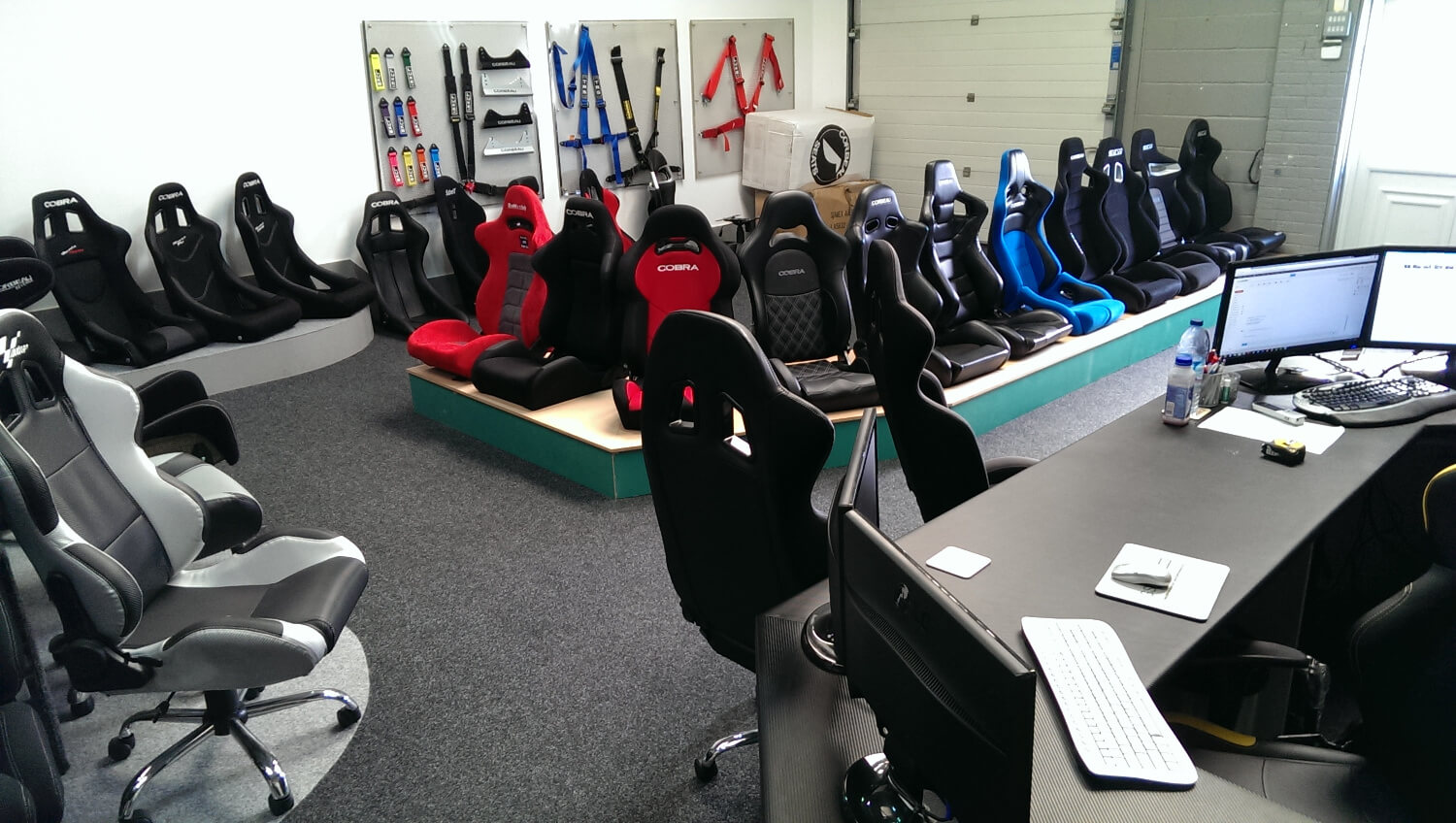 Completed seat and equipment display in the finished showroom