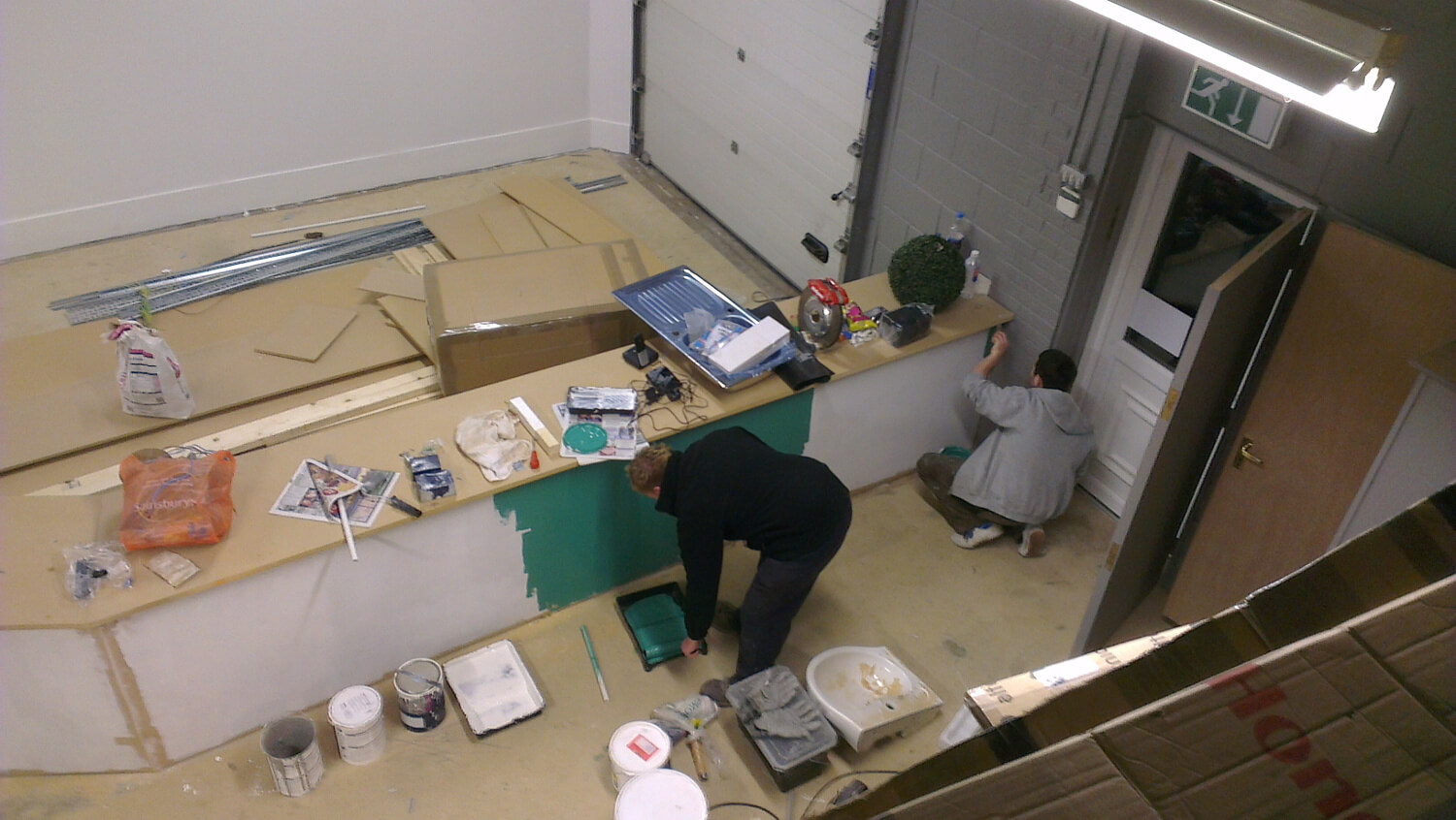 Walls being painted during the showroom build