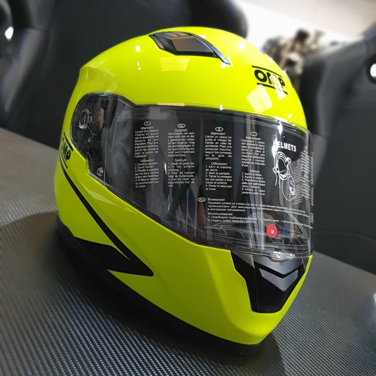 Karting Helmet OMP Circuit Evo ECE 22.05 Approved Track Day Fluro Yellow 