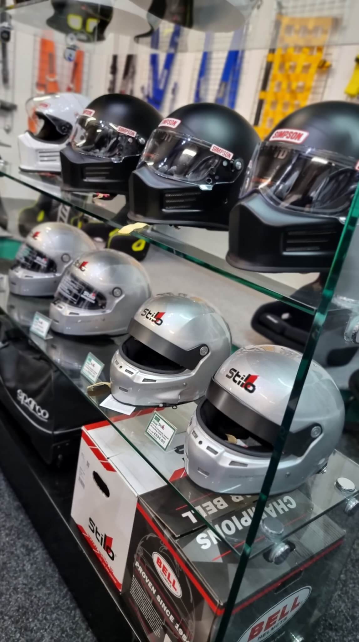 Stilo helmets on display at the GSM Performance showroom