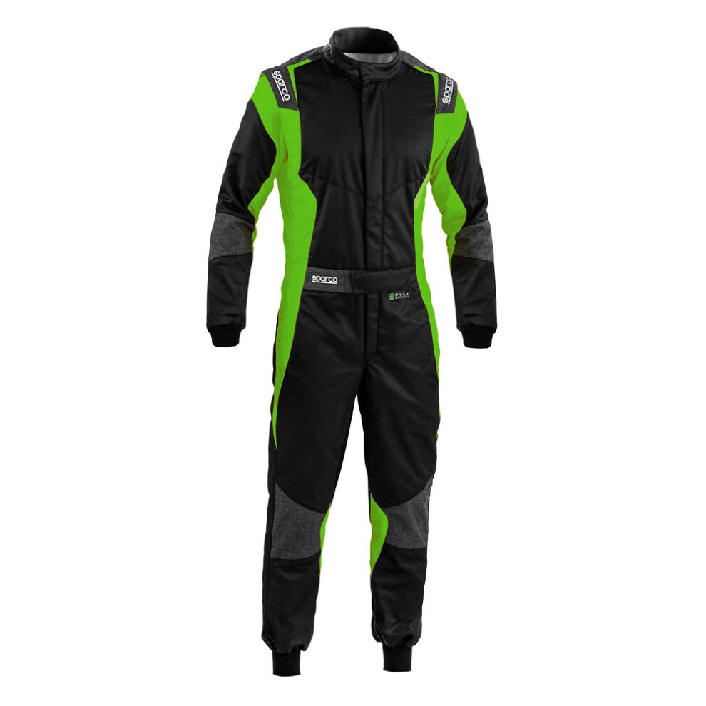 Sparco Futura race suit in black with fluorescent green panels