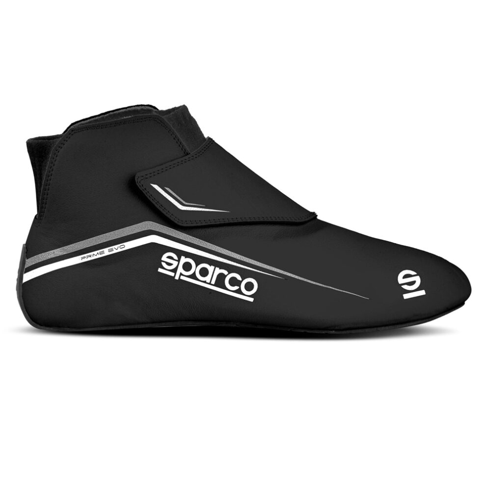 Sparco Prime Evo race boot in black with its wide front strap