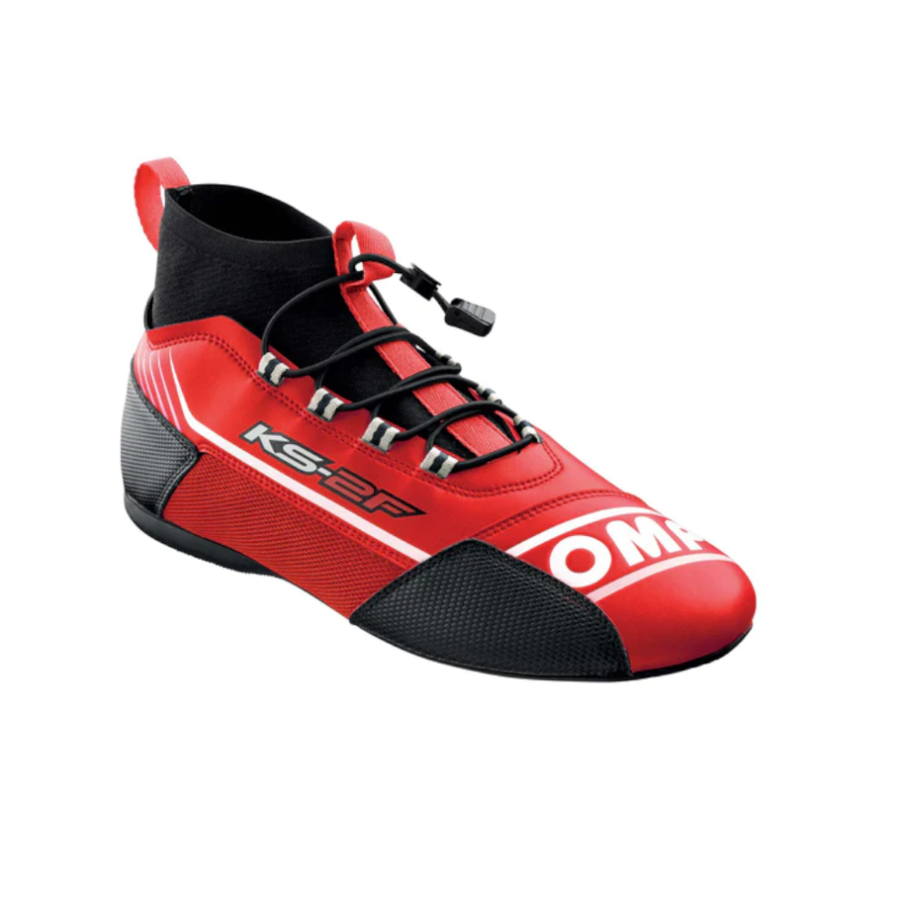 The OMP KS-2F kart boot in red and black