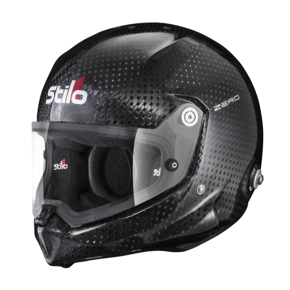 The Stilo Venti WRX Dirt Zero 8860 carbon helmet with its clear visor, seen from the front left