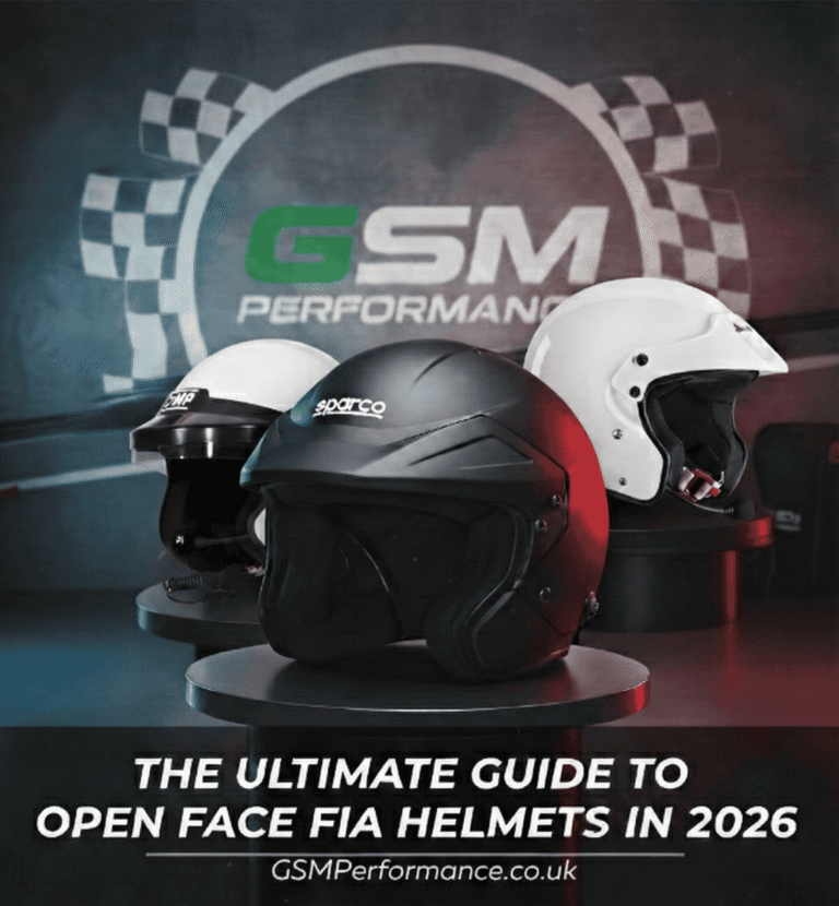 Open face FIA helmet