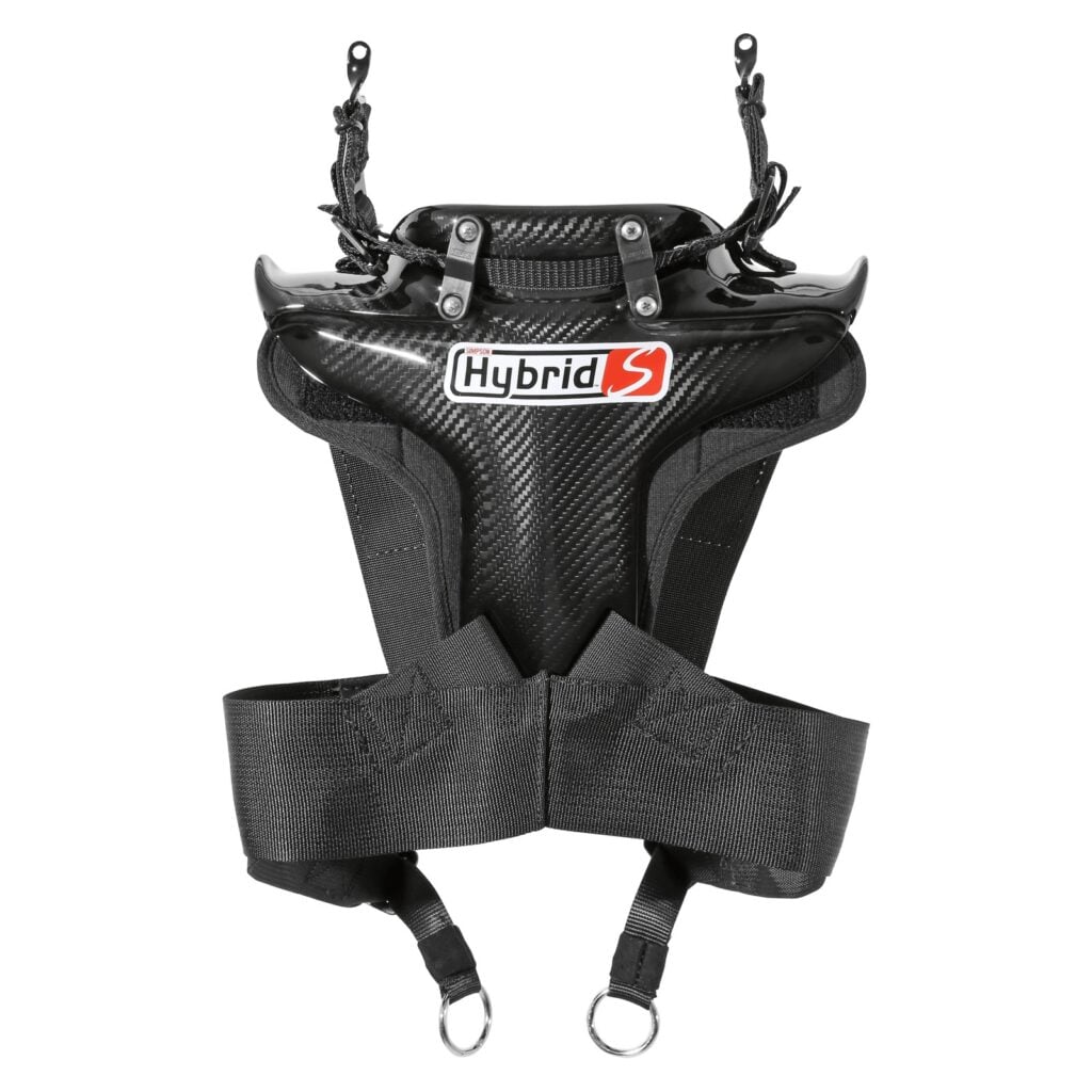 Simpson Hybrid S head and neck restraint with M61 quick release tether anchors