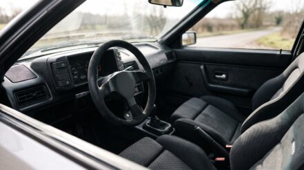 1980s Audi Quattro coupe fitted with an aftermarket motorsport steering wheel