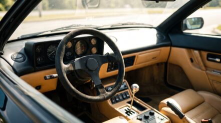 1980s Ferrari 328 or Mondial fitted with an aftermarket motorsport steering wheel