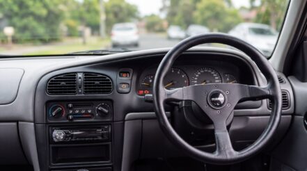 MOMO steering wheel and boss kit fitted in a right hand drive Holden Commodore