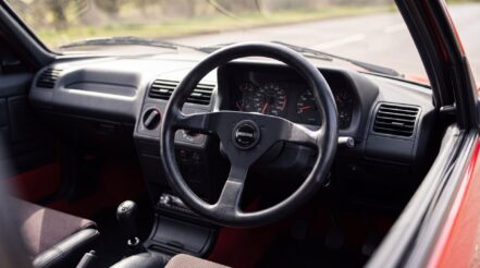 MOMO steering wheel and boss kit fitted in a right hand drive Peugeot 205 GTI