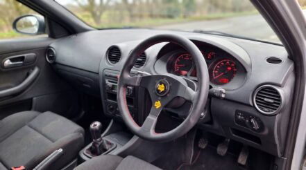 MOMO steering wheel and boss kit fitted in a right hand drive Seat Ibiza Cupra