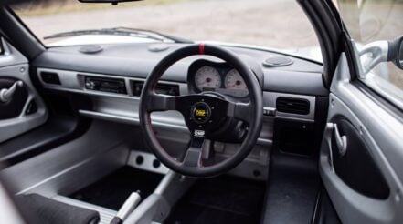 OMP steering wheel and boss kit fitted in a right hand drive Lotus Elise Mk1