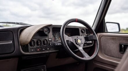 OMP steering wheel and boss kit fitted in a right hand drive Saab 900 Turbo
