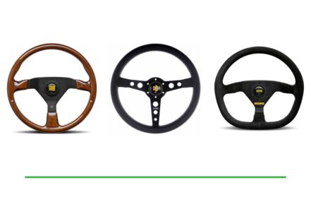 Three shallow dish MOMO steering wheels side by side: Montecarlo Heritage Wood, Prototipo 350mm and Model 88