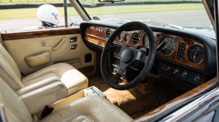 1970s Rolls Royce Silver Shadow saloon fitted with an aftermarket motorsport steering wheel