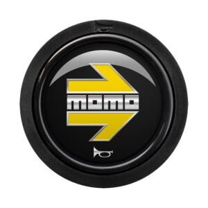 MOMO Arrow Horn Button, Gloss Black, 1 Contact photographed straight on