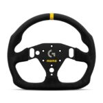 MOMO Sim GT-Pro 320 x Logitech G Steering Wheel photographed straight on