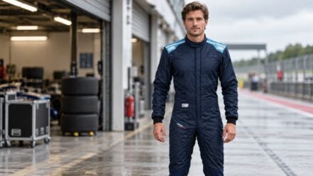 OMP One-Evo Air navy and cyan race suit